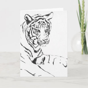 Tarjeta de saludo de pintura de tigre blanco de Be