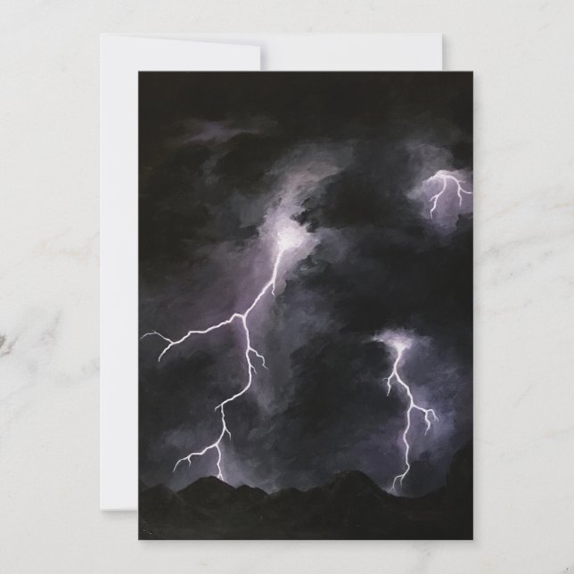 Tarjeta de saludo de pintura de tormenta relámpago (Anverso)