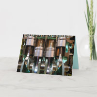 tarjeta de saludo de pistones del motor del automó