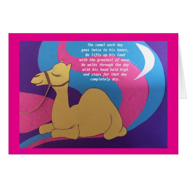 Tarjeta de saludo de poema camello. (Anverso (Horizontal))