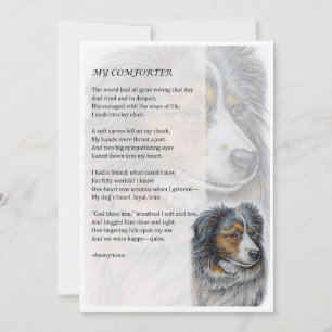Tarjeta de saludo de poesía de Collie Dog Comforte