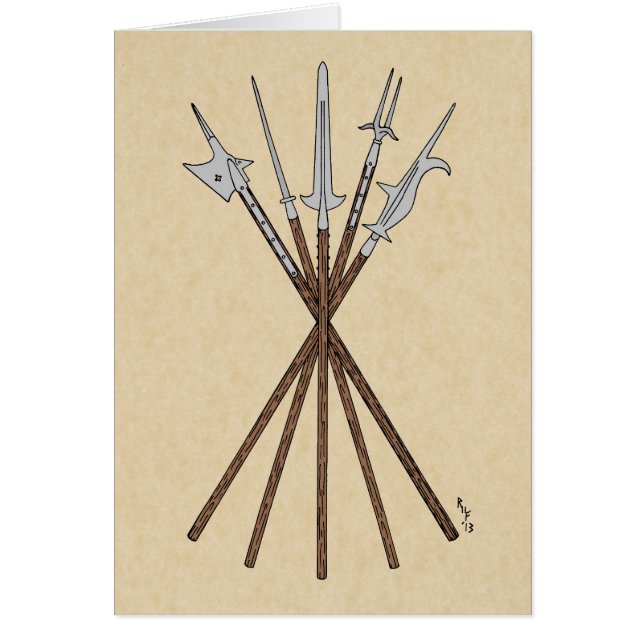 Tarjeta de saludo de Polearms del siglo XVI (Frente)