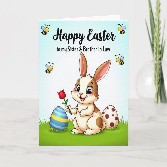 Tarjeta de saludo de primavera de conejito (Anverso)