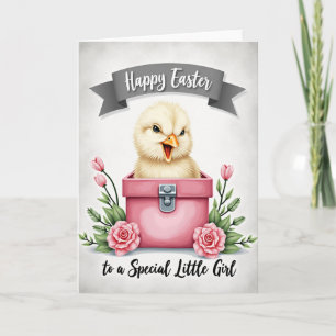 Tarjeta de saludo de primavera de pollito lindo