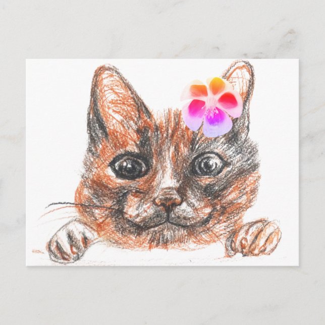 Tarjeta de saludo de primavera del gato (Anverso)