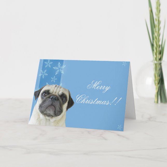 Tarjeta de saludo de pug Navidades (Anverso)