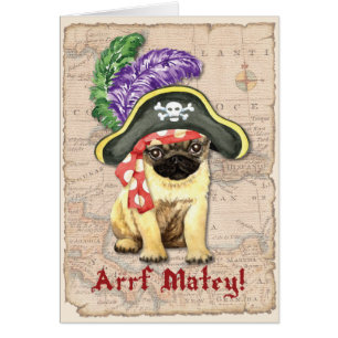 Tarjeta de saludo de Pug Pirate