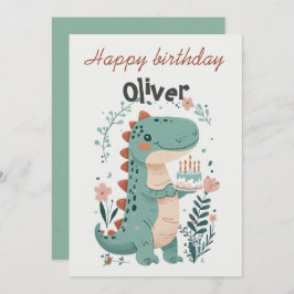 Tarjeta de saludo de quinto cumpleaños de Dinosaur
