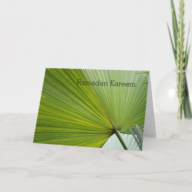 Tarjeta de saludo de Ramadán con hoja de palma ver (Anverso)