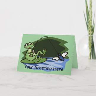 Tarjeta de saludo de Rana de Pesca de Mosca