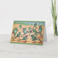 Tarjeta de saludo de ranas del equipo de fútbol