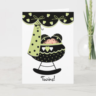 Tarjeta de saludo de Recién nacido de dos bebés du