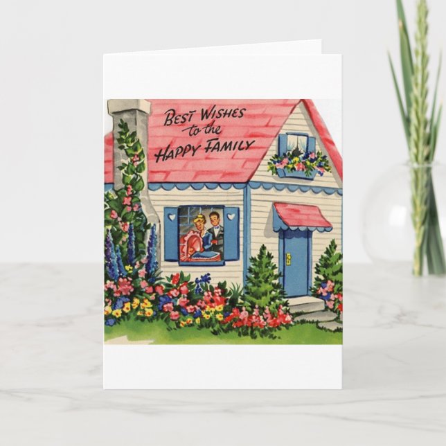 Tarjeta de saludo de Recién nacido retro (Anverso)