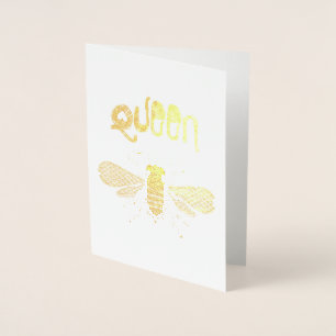 Tarjeta de saludo de Relieve metalizado dorado "Qu