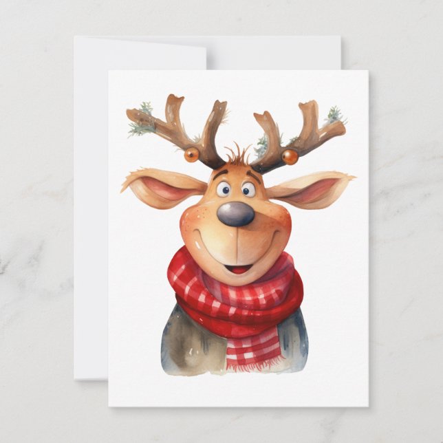 Tarjeta de saludo de renos cómicos (Anverso)