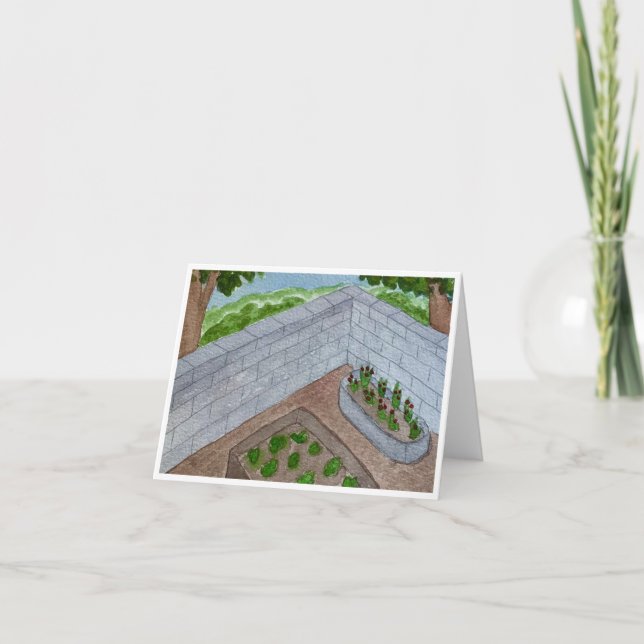 Tarjeta de saludo de rincón de jardín (Anverso)