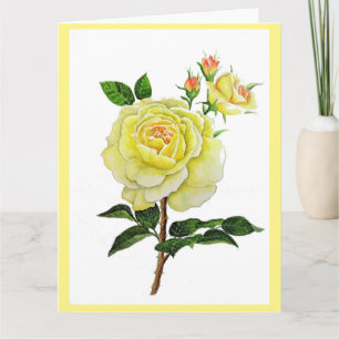 Tarjeta de saludo de rosa amarillo
