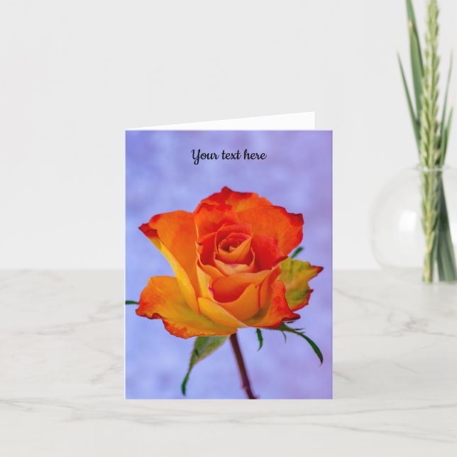 Tarjeta de saludo de rosa amarillo y Naranja único (Anverso)