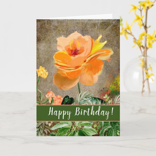 Tarjeta de saludo de Rosa de Peach (flor amarilla)
