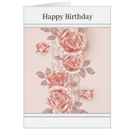 Tarjeta de saludo de rosa y encaje de bonito