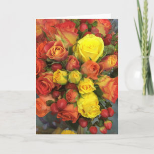 Tarjeta de saludo de rosas de otoño
