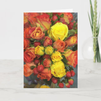 Tarjeta de saludo de rosas de otoño