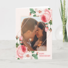 Tarjeta de saludo de Rosas del aniversario feliz P