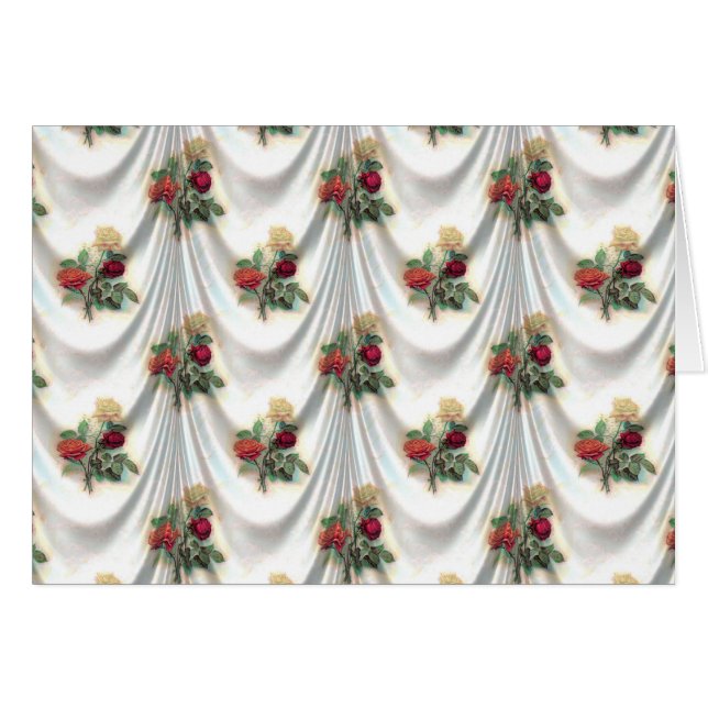 Tarjeta de saludo de rosas satinados (Anverso (Horizontal))
