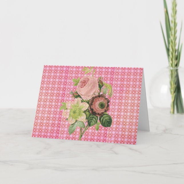 Tarjeta de saludo de Rosas Shabby Chic (Anverso)