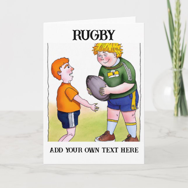Tarjeta de saludo de rugby de niño personalizada (Anverso)