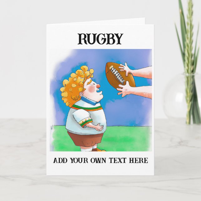 Tarjeta de saludo de rugby de niño personalizada (Anverso)