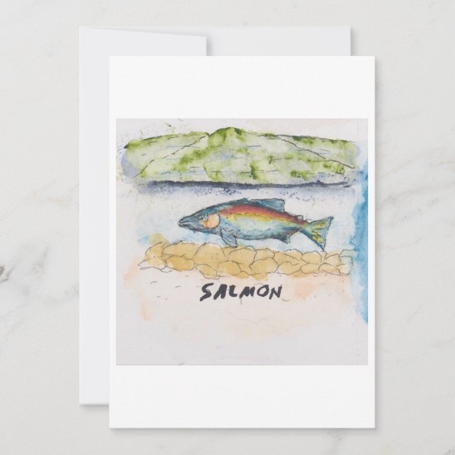 Tarjeta de saludo de salmón (Anverso)