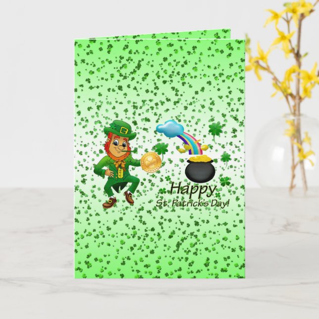 Tarjeta de saludo de San Patricio Leprechaun (flor amarilla)