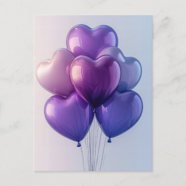 Tarjeta de saludo de San Valentín de globos rosado (Anverso)