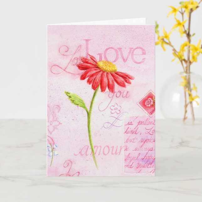 Tarjeta de saludo de San Valentín Religioso de Dai (flor amarilla)