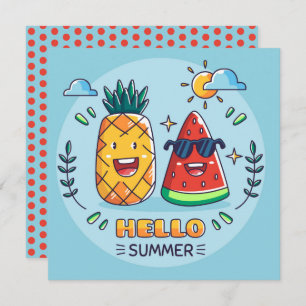 Tarjeta de saludo de sandía de piña de verano