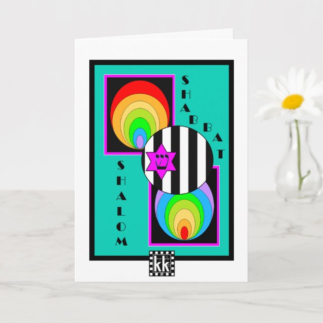 Tarjeta de saludo de Shabbat Shalom geométrica (Planta pequeña)