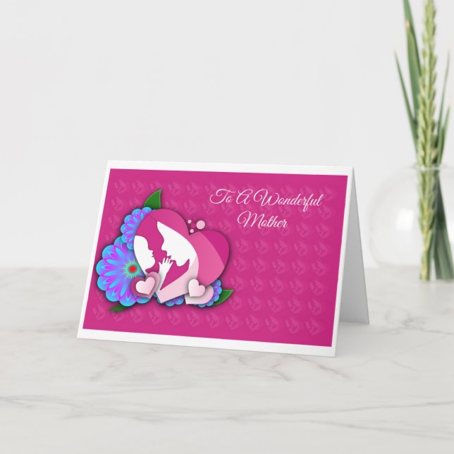 Tarjeta De Saludo De Silhouette De Madre E Hijo (Anverso)