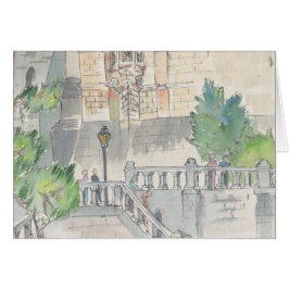 Tarjeta de saludo de sketch de color de agua "Fran