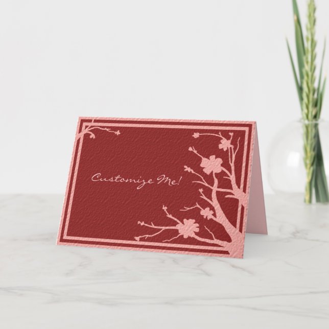 tarjeta de saludo de tema rosa rojo personalizable (Anverso)