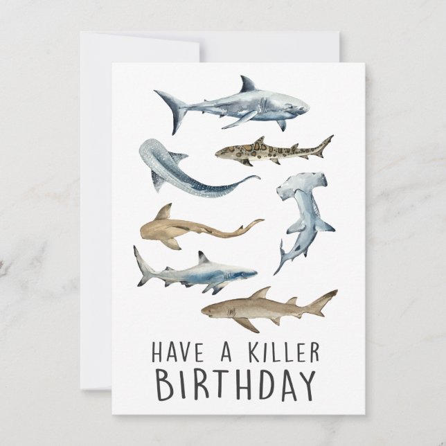 Tarjeta de saludo de tiburones - Que tengas un cum (Anverso)