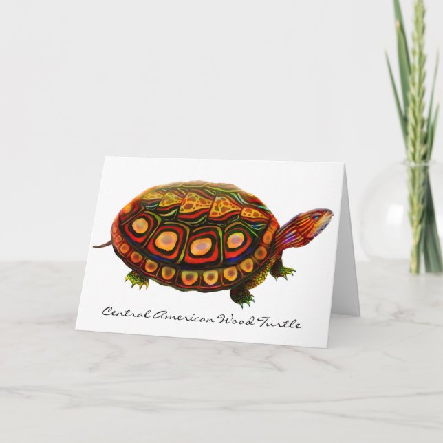 Tarjeta de saludo de tortuga de madera centroameri (Anverso)