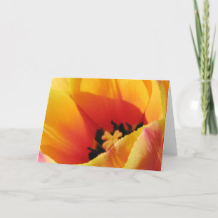 Tarjeta de saludo de tulipano amarillo macro