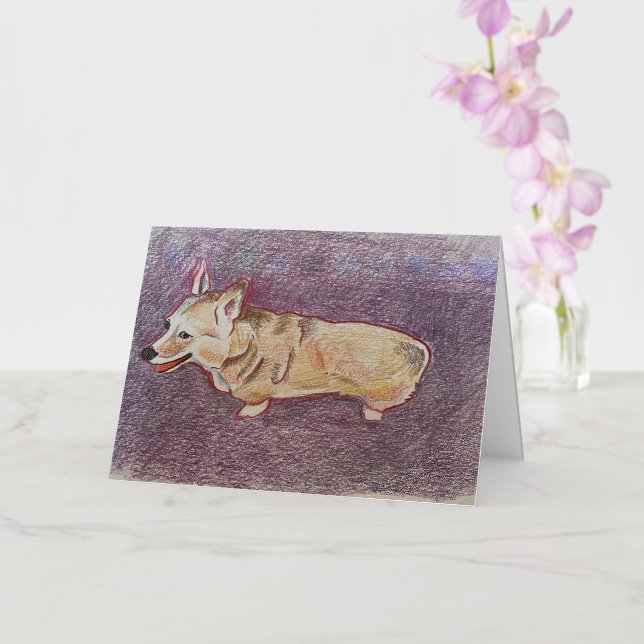 Tarjeta de saludo de un Corgi (Orquídea)