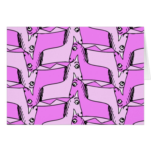 Tarjeta de saludo de Unicornios Rosados (Anverso (Horizontal))