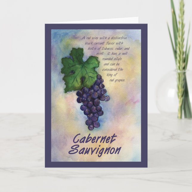 Tarjeta de saludo de uva de vino Cabernet Sauvigno (Anverso)