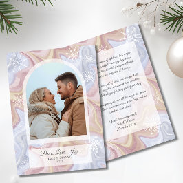 Tarjeta de saludo de vacaciones azul Boho Arch