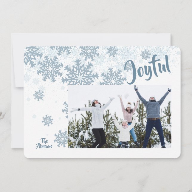 Tarjeta de saludo de vacaciones con copos de nieve (Anverso)
