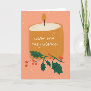 Tarjeta de saludo de vacaciones con velas cálidas 