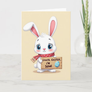 Tarjeta de saludo de vacaciones de conejo cansado